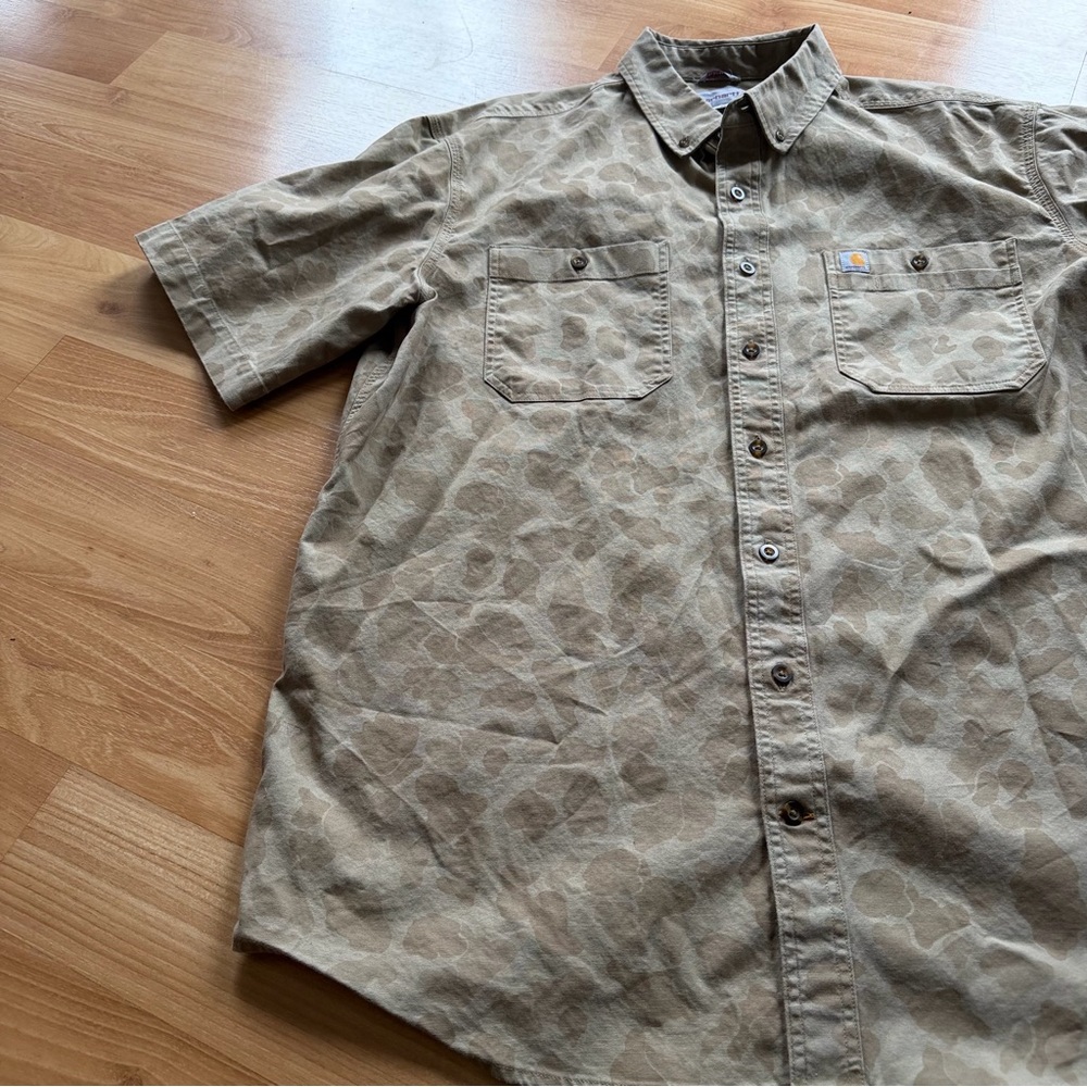 Carhartt men’s Rugged Flex short sleeve camo button down shirt XLT summer style - Picture 2 of 13